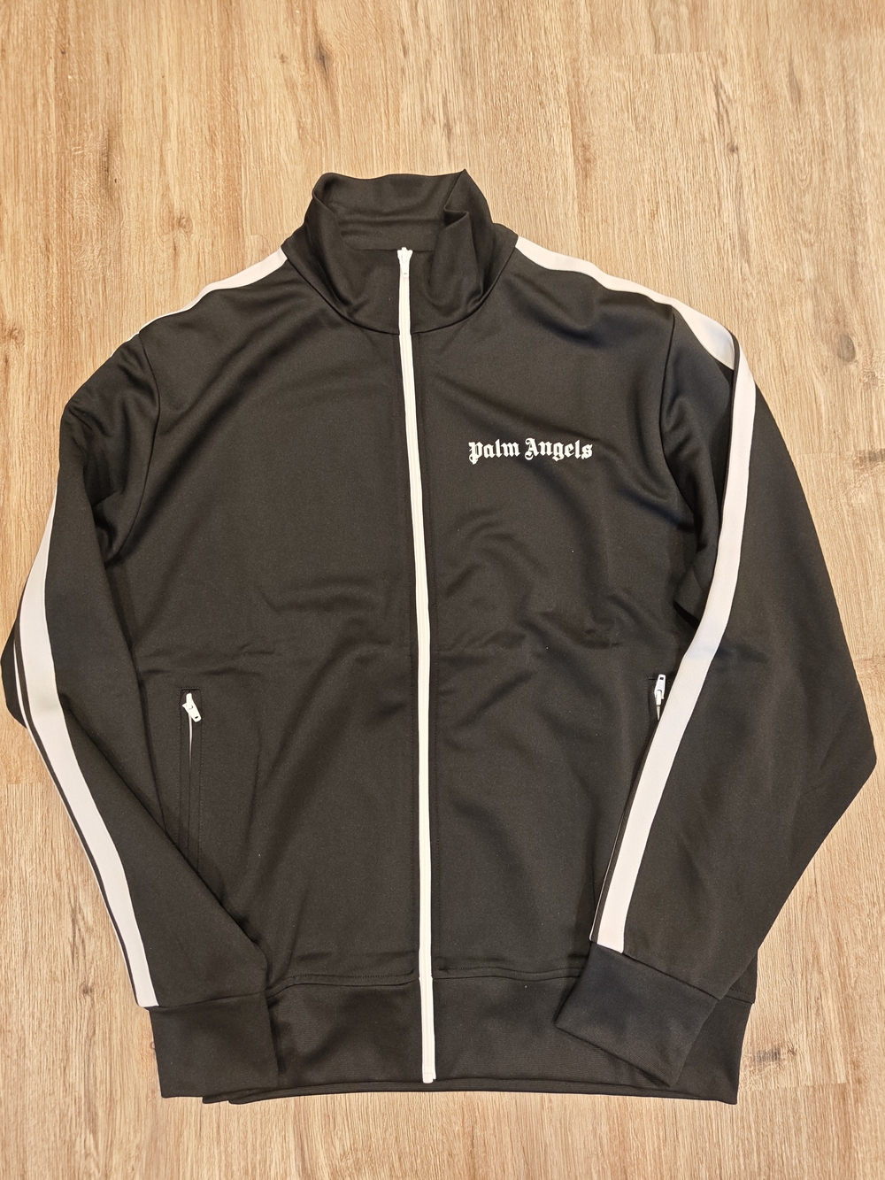 Palm Angels Black Track Jacket with White Trim